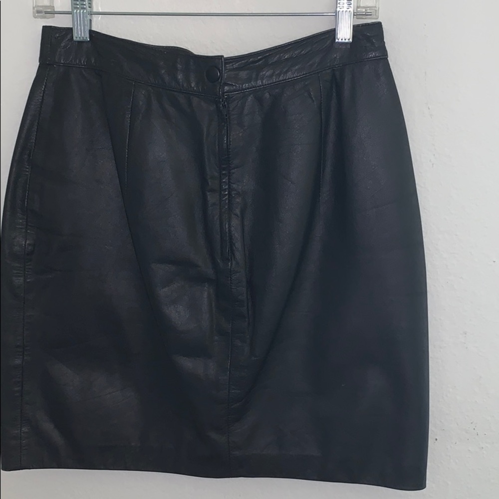 Vintage Black Leather Skirt.